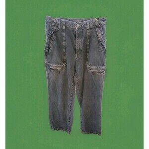 Vtg Sonoma Jeans Cargo Pants 32x32 Tag Denim Y2K Zip Pockets Baggy Grunge Dark